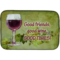 "Caroline's Treasures friends, wine, good times Dish Drying Mat, 14 x 21, Multicolor"