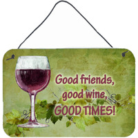 "Caroline's Treasures Good Friends, Good Wine, Good Times Wall or Door Hanging Prints, 8 x 12"""