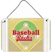 "Caroline's Treasures Baseball Rules Aluminum Metal Wall or Door Hanging Prints, 8 x 12"""