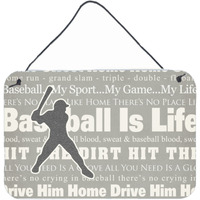 "Caroline's Treasures Baseball Is Life Aluminum Metal Wall or Door Hanging Prints, 8 x 12"""