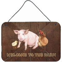 "Caroline's Treasures Welcome to the Farm with the Pig and Chicken Wall or Door Hanging Prints, 8 x 12"""
