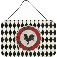 "Caroline's Treasures Rooster Harlequin Black and White Wall or Door Hanging Prints, 8 x 12"""