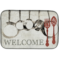 "Caroline's Treasures Pots And Pans Welcome Dish Drying Mat, 14"" x 21"", Multicolor"