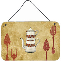 "Caroline's Treasures Teapot Welcome Aluminum Metal Wall or Door Hanging Prints, 8 x 12"""