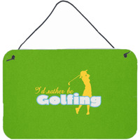 "Caroline's Treasures I'D Rather be Golfing Woman on Green Wall or Door Hanging Prints, 8 x 12"""