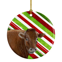Cow Candy Cane Holiday Christmas Ceramic Ornament SB3137CO1