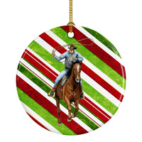 Horse Roper Candy Cane Holiday Christmas Ceramic Ornament SB3138CO1