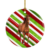 Horse Candy Cane Holiday Christmas Ceramic Ornament SB3139CO1