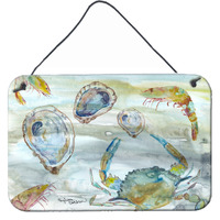 "Caroline's Treasures Crab, Shrimp and Oyster Watercolor Door Hanging Prints wall-decor, Multicolor"