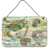 "Caroline's Treasures Crab, Shrimp and Oyster Sunset Door Hanging Prints wall-decor, Multicolor"