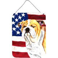 "Caroline's Treasures SC9002DS1216 Usa American Flag with Bulldog English Wall or Door Hanging Prints, 16"" x 12"", Multicolor"