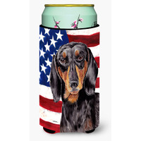 USA American Flag with Dachshund  Tall Boy Beverage Insulator Beverage Insulator Hugger