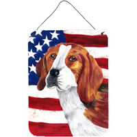 "Caroline's Treasures Usa American Flag with Beagle Aluminium Metal Wall or Door Hanging Prints, 16"" x 12"", Multicolor"