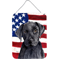 "Caroline's Treasures SC9012DS1216 Usa American Flag with Labrador Aluminium Metal Wall or Door Hanging Prints, 16"" x 12"", Multicolor"