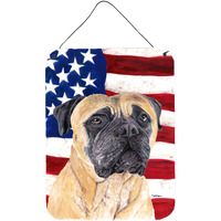 "Caroline's Treasures Usa American Flag with Mastiff Aluminium Metal Wall or Door Hanging Prints, 16"" x 12"", Multicolor"