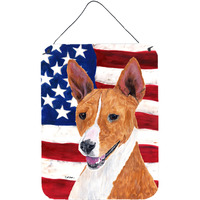 "Caroline's Treasures SC9033DS1216 Usa American Flag with Basenji Aluminium Metal Wall or Door Hanging Prints, 16"" x 12"", Multicolor"