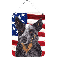 "Caroline's Treasures SC9109DS1216 Usa American Flag with Australian Cattle Dog Wall or Door Hanging Prints, 16"" x 12"", Multicolor"