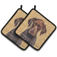 "Caroline's Treasures SC9117PTHD German Shorthaired Pointer Wipe Your Paws Pot Holders (1 Pair), 7.5"" x 7.5"", Multicolor"
