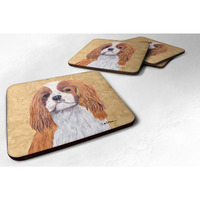 "Caroline's Treasures SC9118FC Cavalier Spaniel Foam Coasters (Set of 4), 3.5"" H x 3.5"" W, Multicolor"