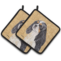"Caroline's Treasures Cavalier Spaniel Wipe Your Paws Pair of Pot Holders SC9120PTHD, 7.5HX7.5W, Multicolor"