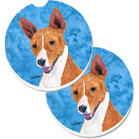 "Caroline's Treasures Blue Basenji Set of 2 Cup Holder Car Coasters SC9124BUCARC, 2.56, Multicolor"