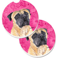 "Caroline's Treasures Pink Mastiff Set of 2 Cup Holder Car Coasters SC9125PKCARC, 2.56, Multicolor"