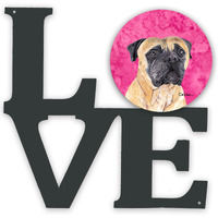 "Caroline's Treasures Pink Mastiff Metal Artwork Love wall-decor, Multicolor"