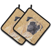 "Caroline's Treasures SC9125PTHD Mastiff Wipe Your Paws Pot Holders (1 Pair), 7.5"" x 7.5"", Multicolor"