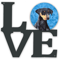"Caroline's Treasures Blue Doberman Metal Artwork Love wall-decor, Multicolor"