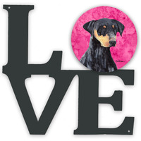 "Caroline's Treasures Pink Doberman Metal Artwork Love wall-decor, Multicolor"
