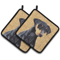 "Caroline's Treasures SC9126PTHD Doberman Wipe Your Paws Pot Holders (1 Pair), 7.5"" x 7.5"", Multicolor"