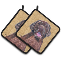 "Caroline's Treasures Labrador Wipe Your Paws Pair of Pot Holders SC9127PTHD, 7.5HX7.5W, Multicolor"