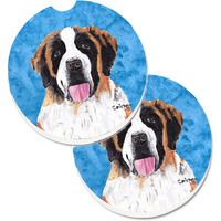 "Caroline's Treasures Blue Saint Bernard Set of 2 Cup Holder Car Coasters SC9129BUCARC, 2.56, Multicolor"