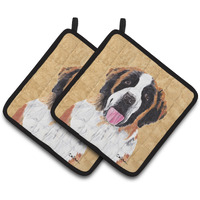 "Caroline's Treasures Saint Bernard Wipe Your Paws Pair of Pot Holders SC9129PTHD, 7.5HX7.5W, Multicolor"