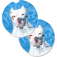 "Caroline's Treasures Blue Pit Bull Set of 2 Cup Holder Car Coasters SC9130BUCARC, 2.56, Multicolor"