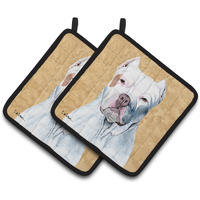 "Caroline's Treasures Pit Bull Wipe Your Paws Pair of Pot Holders SC9130PTHD, 7.5HX7.5W, Multicolor"