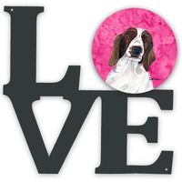 "Caroline's Treasures Pink Springer Spaniel Metal Artwork Love wall-decor, Multicolor"
