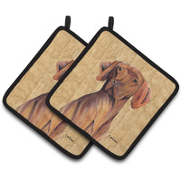 "Caroline's Treasures Vizsla Wipe Your Paws Pair of Pot Holders SC9132PTHD, 7.5HX7.5W, Multicolor"