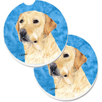 "Caroline's Treasures Blue Labrador Set of 2 Cup Holder Car Coasters SC9133BUCARC, 2.56, Multicolor"
