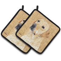 "Caroline's Treasures Labrador Wipe Your Paws Pair of Pot Holders SC9133PTHD, 7.5HX7.5W, Multicolor"