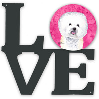 "Caroline's Treasures Pink Bichon Frise Metal Artwork Love wall-decor, Multicolor"