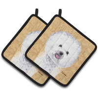 "Caroline's Treasures Bichon Frise Wipe Your Paws Pair of Pot Holders SC9135PTHD, 7.5HX7.5W, Multicolor"