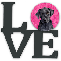 "Caroline's Treasures Pink Labrador Metal Artwork Love wall-decor, Multicolor"