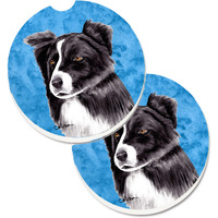 "Caroline's Treasures Blue Border Collie Set of 2 Cup Holder Car Coasters SC9138BUCARC, 2.56, Multicolor"