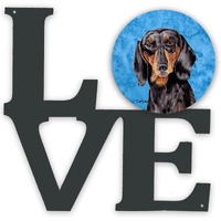 "Caroline's Treasures Blue Dachshund Metal Artwork Love wall-decor, Multicolor"