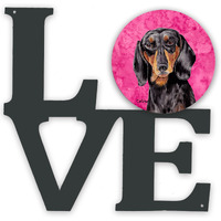"Caroline's Treasures Pink Dachshund Metal Artwork Love wall-decor, Multicolor"