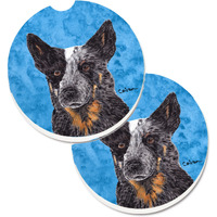 "Caroline's Treasures Blue Australian Cattle Dog Set of 2 Cup Holder Car Coasters SC9141BUCARC, 2.56, Multicolor"