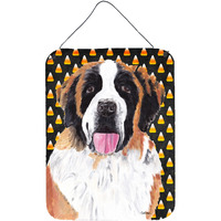 "Caroline's Treasures Saint Bernard Candy Corn Halloween Portrait Wall or Door Hanging Prints, 16"" x 12"", Multicolor"