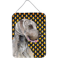 "Caroline's Treasures SC9170DS1216 Weimaraner Candy Corn Halloween Portrait Wall or Door Hanging Prints, 16"" x 12"", Multicolor"