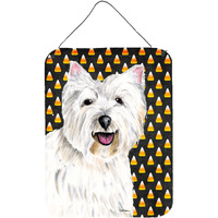 "Caroline's Treasures SC9180DS1216 Westie Candy Corn Halloween Portrait Wall or Door Hanging Prints, 16"" x 12"", Multicolor"